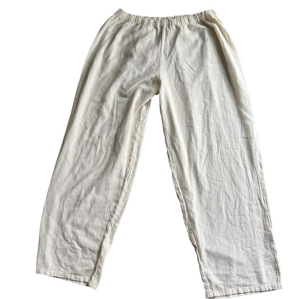 Oh My Gauze Basic Cotton Relaxed Beach Lounge Pant Sz 3/31” Waist Cream Casual
